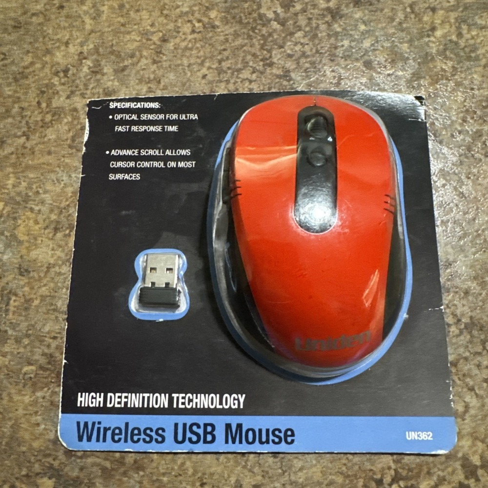 Uniden Wireless Mouse Red USB High Definition Fast Response